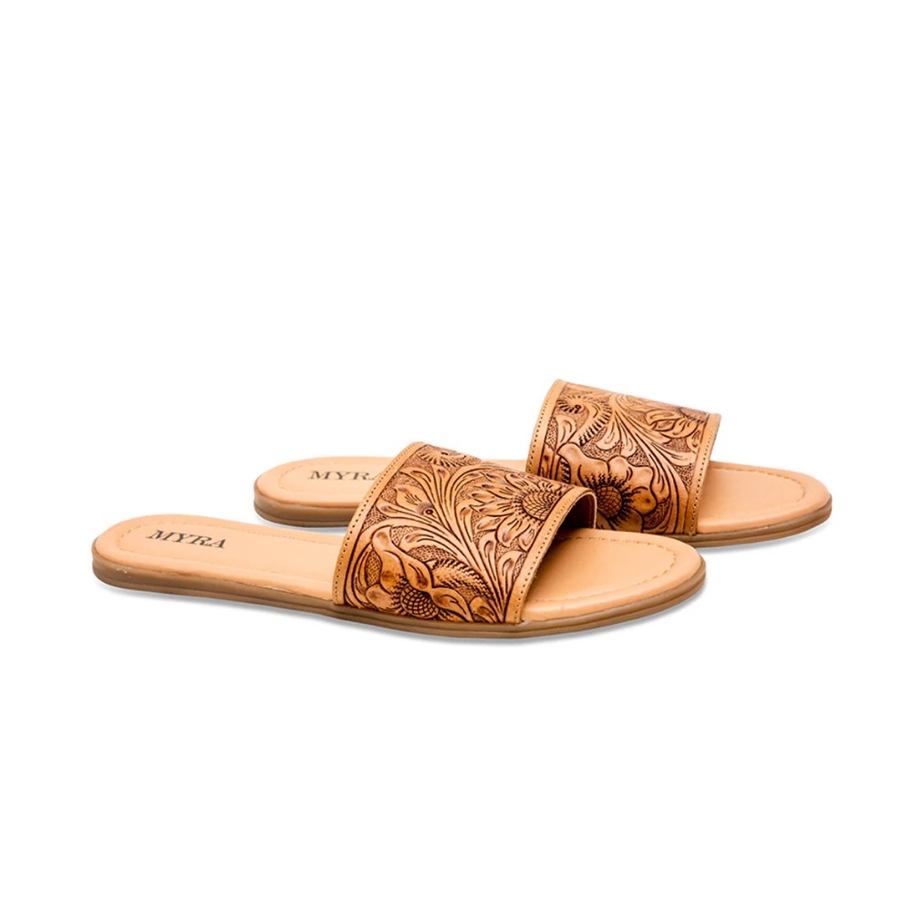 Myra Women's Coppu Western Hand-Tooled Sandals